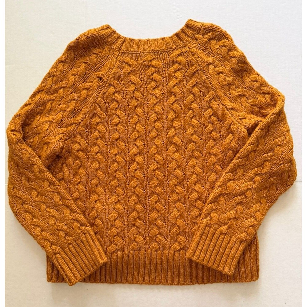 Lucky Brand XL Women’s Quinn Gold Sweater Cable Knit Crew Neck Long Sleeve - Picture 8 of 9